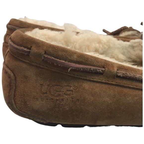 Ugg Dakota Slip On Leather Slippers Wool Lining Womens Brown 10 - Picture 10 of 12